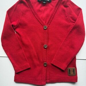 Beau Hudson Ribbed Red Cardigan Sweater
